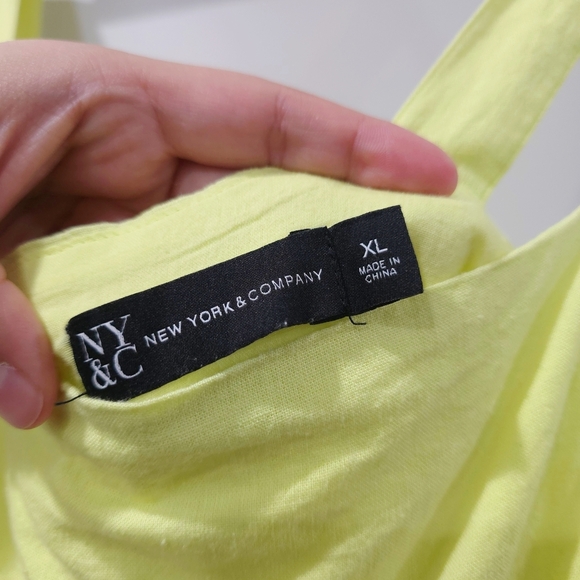 NEW YORK & COMPANY Linen Blend Strappy Lemon Yellow Mini Dress, Size XL - Picture 8 of 13